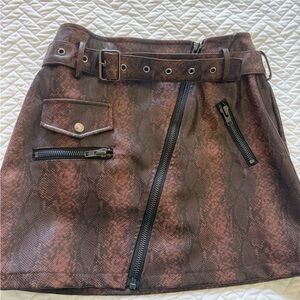Honey Punch Brown Snake Print Mini Skirt